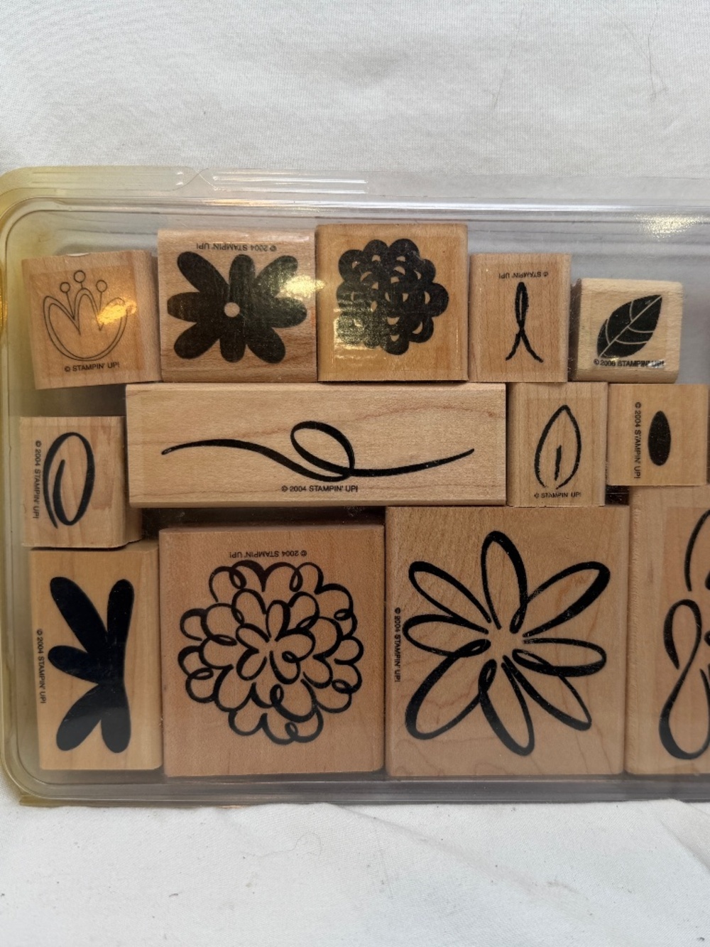 Set of 15 Wood Back Rubber Stamps Floral Card Making Scrapbooking